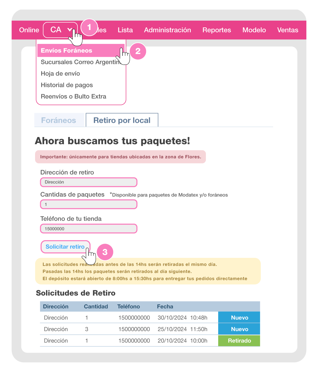 tutorial retiro local